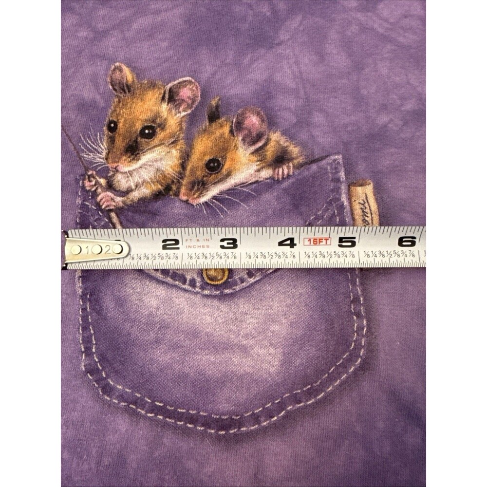 Vintage The Mountain Pocket Mouse w/ Kitten T-Shirt Tie Dye Purple 90s Sz Large - Picture 16 of 16